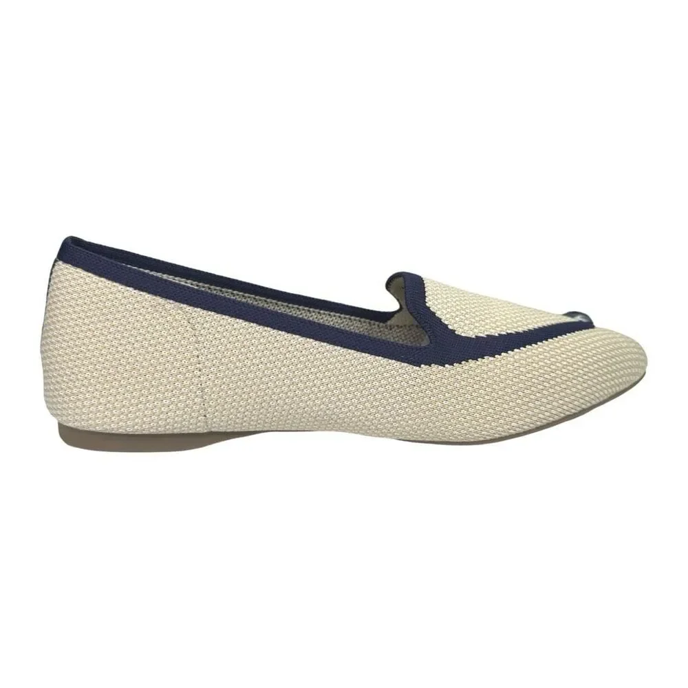 Birdies The Blackbird Eggshell / Navy Loafer Flats - Size 8.5